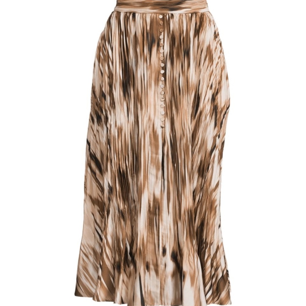 Jonathan Simkhai Tan A-line Midi Skirt with Pleats